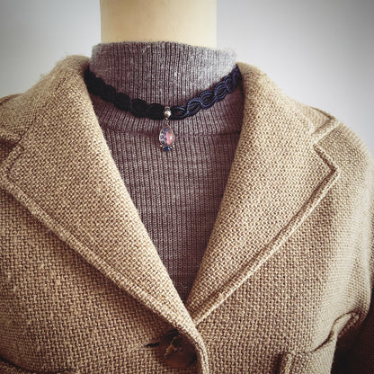 紺 リボンチョーカー 紫 レース TAMARUSAN