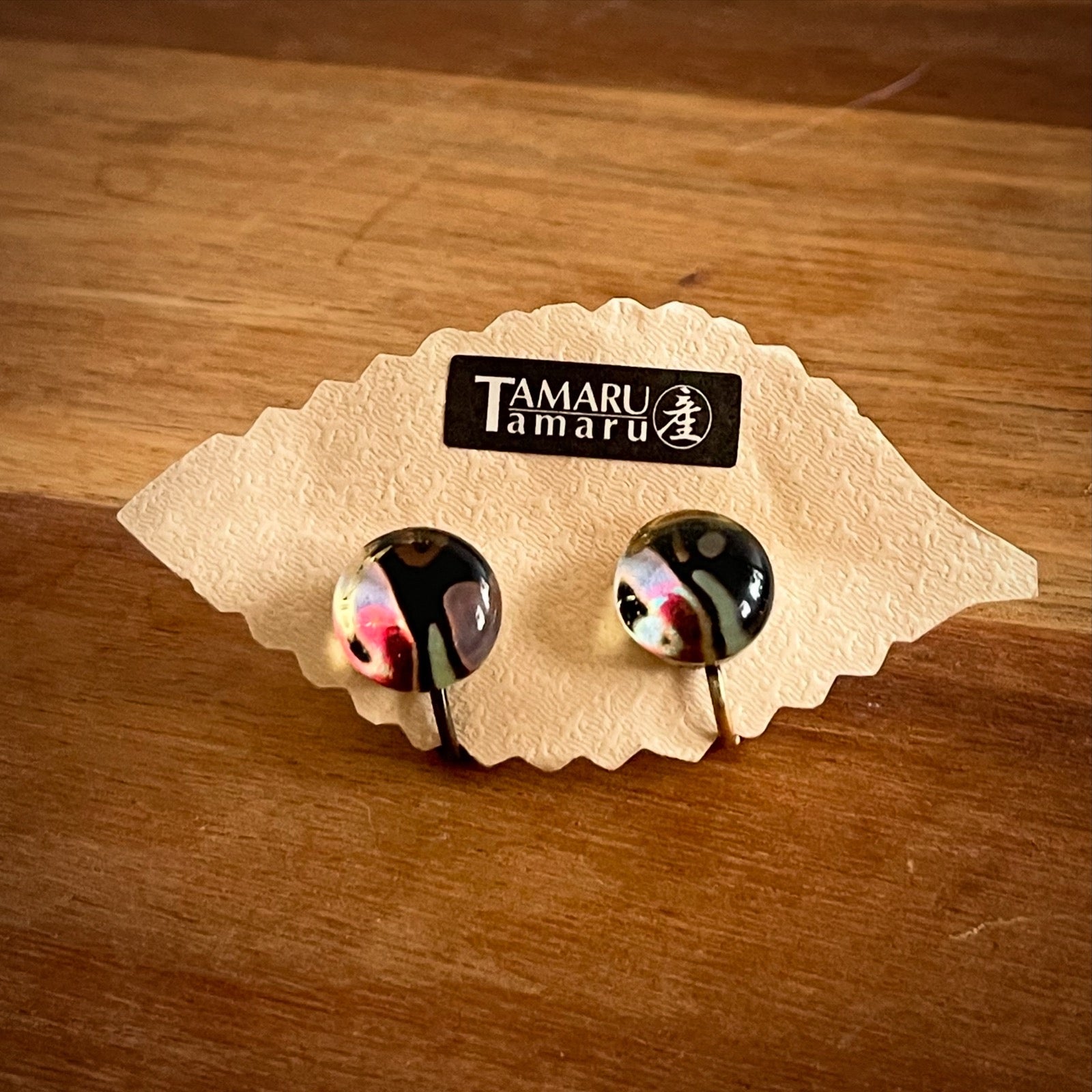 イヤリング 黒 模様 軽量 和装 TAMARUSAN