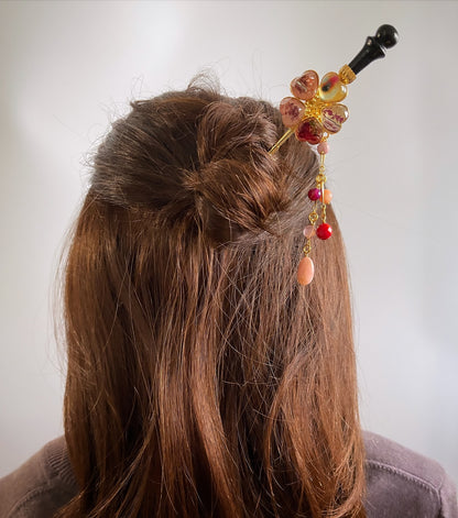 着せ替えかんざし 花 ピンクコモンオパール ピンク