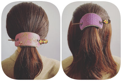 かんざしバレッタ マジェステ ピンク シルク TAMARUSAN