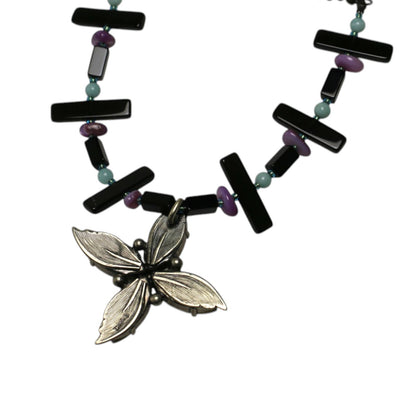 ロングネックレス 黒 オニキス TAMARUSAN