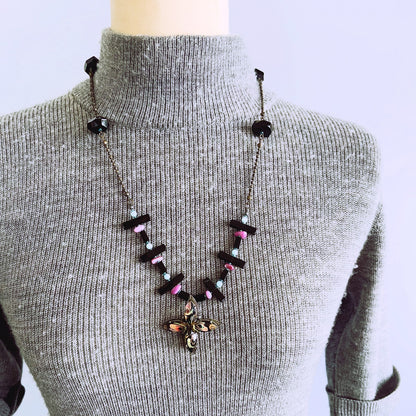 ロングネックレス 黒 オニキス