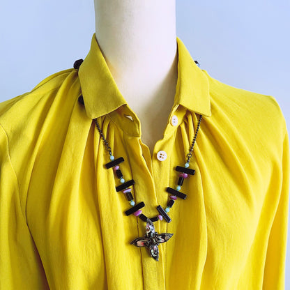 ロングネックレス 黒 オニキス