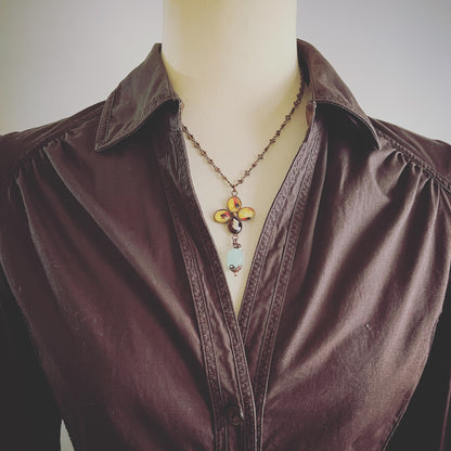 ネックレス 花 ピンク アンティーク風 TAMARUSAN