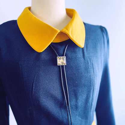 革紐ループタイ グレー カジュアル 四角 ループタイ