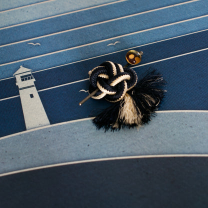 ミニかんざしバレッタ 紺 白 シルク キノコ