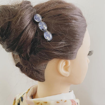 小さめ バレッタ 水色 ヤモリ バレッタ