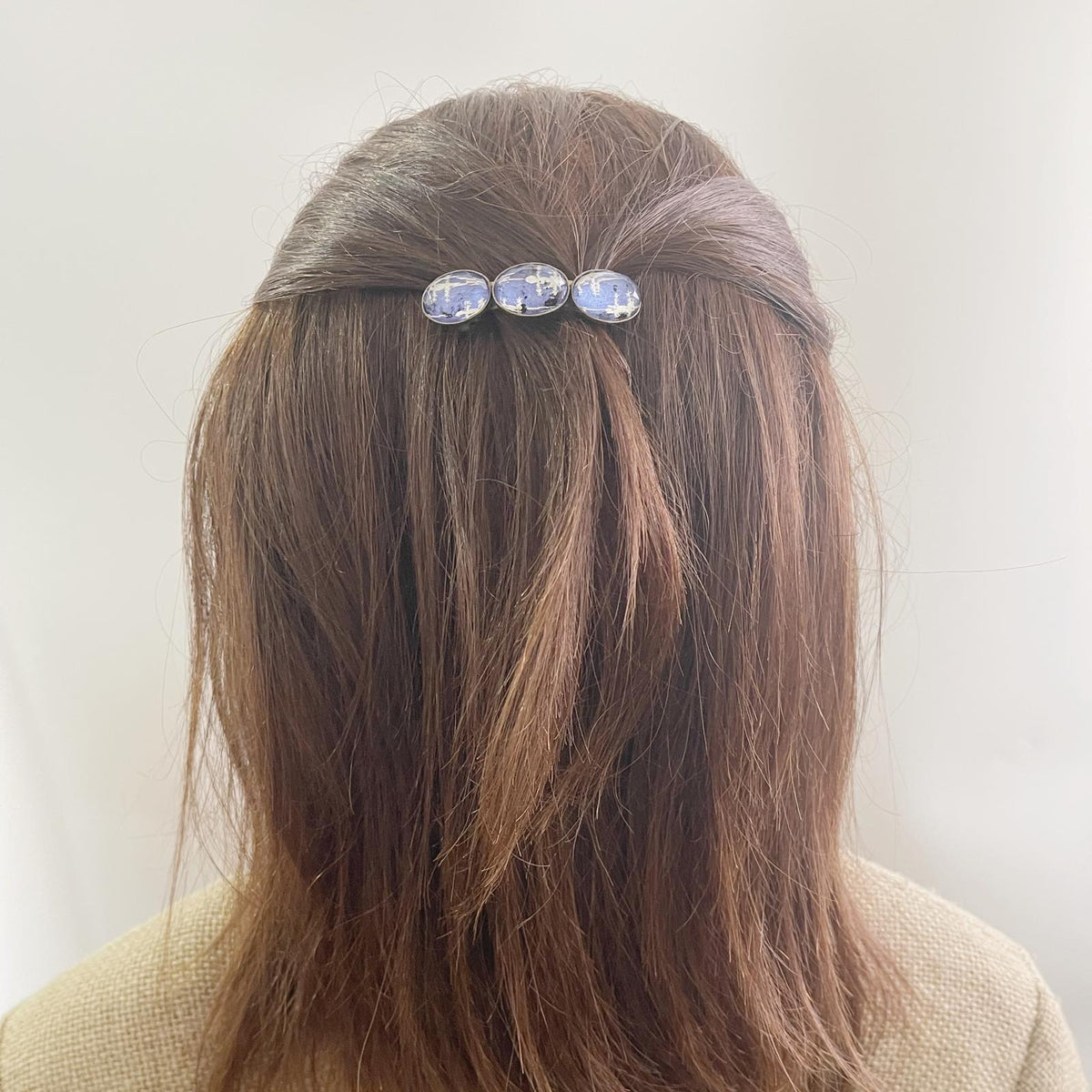 小さめ バレッタ 水色 ヤモリ バレッタ