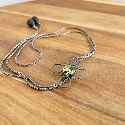 チェーンループタイ 恐竜 青 オニキス ループタイ