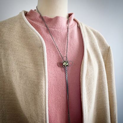 チェーンループタイ 恐竜 青 オニキス ループタイ