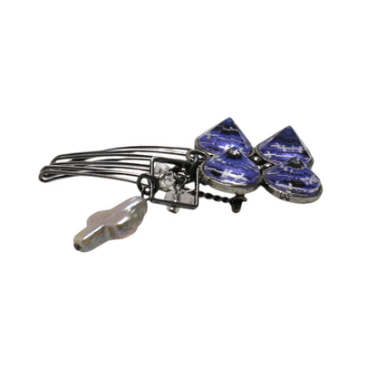 ヘアコーム ヤモリ 水色 花 パール TAMARUSAN