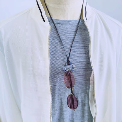 革紐 眼鏡ホルダー ヤモリ 水色 ネックレス 眼鏡ホルダー