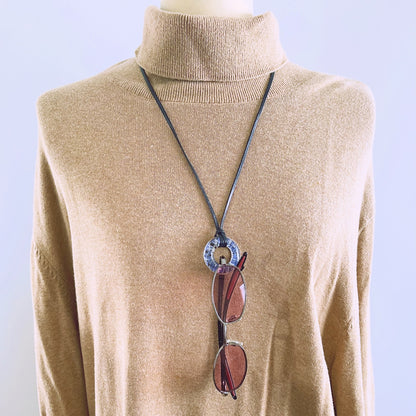 革紐 眼鏡ホルダー ヤモリ 水色 ネックレス 眼鏡ホルダー