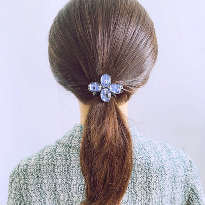 ヘアゴム ヤモリ 水色 花 TAMARUSAN