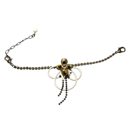 羽織紐 ブレスレット 革紐 白珊瑚 ベージュ