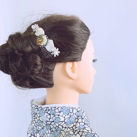 コーム 白 花 葉っぱ TAMARUSAN