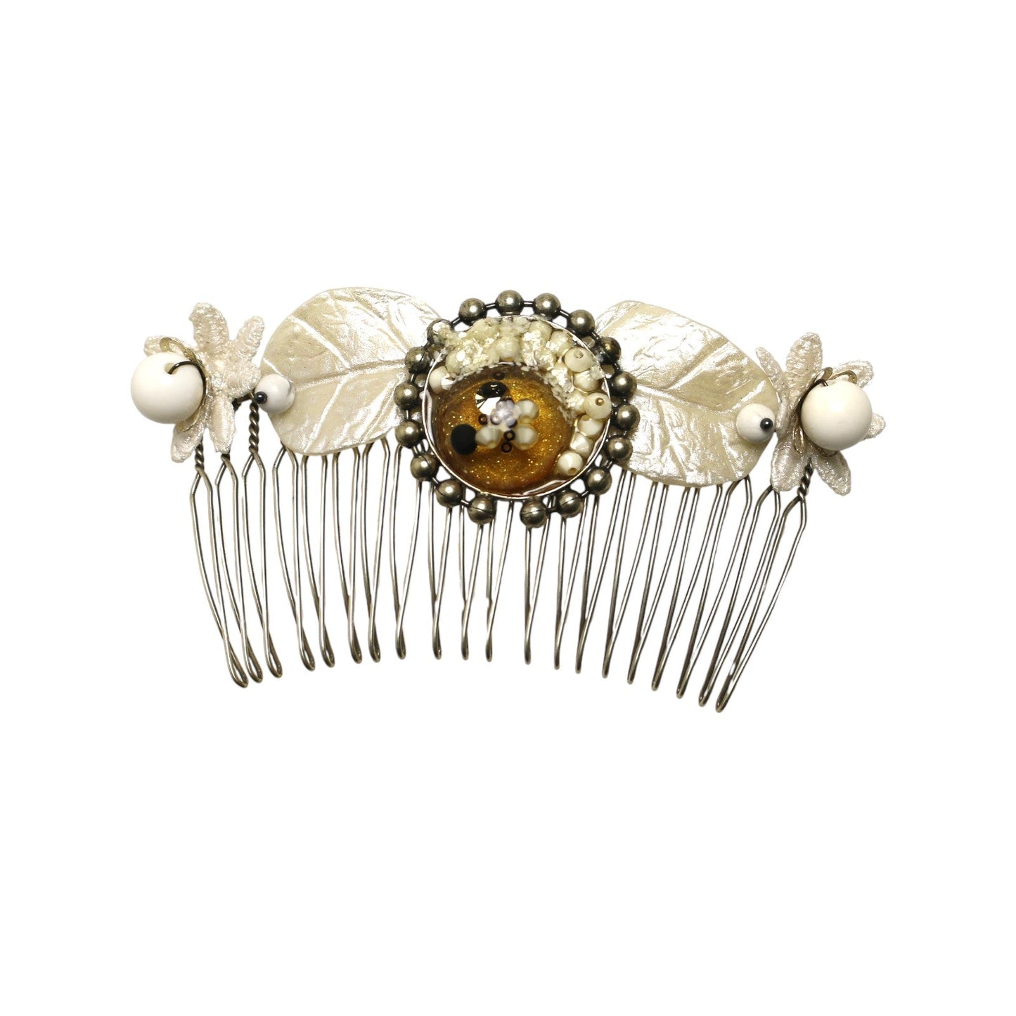 コーム 白 花 葉っぱ TAMARUSAN