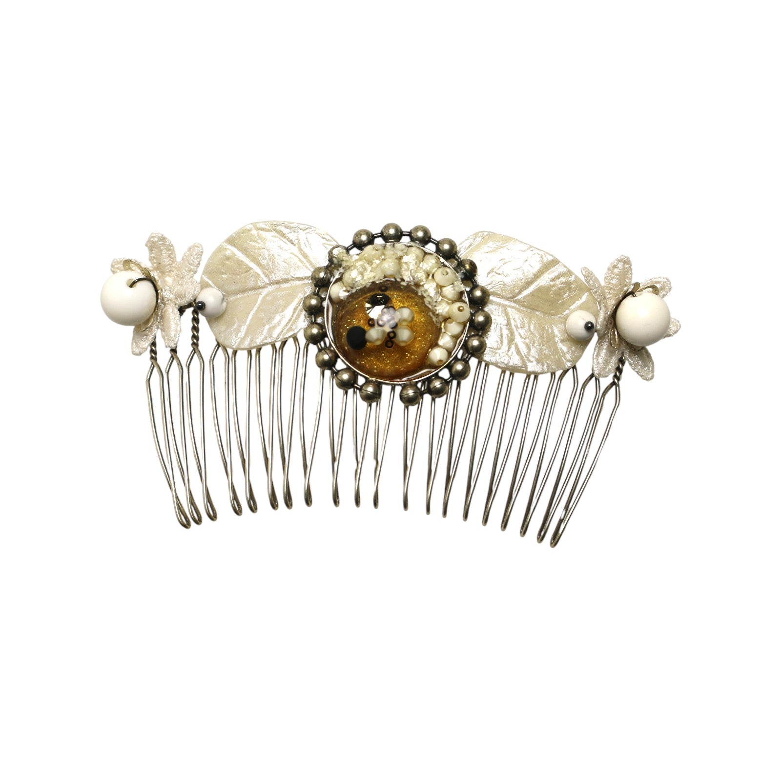 コーム 白 花 葉っぱ TAMARUSAN