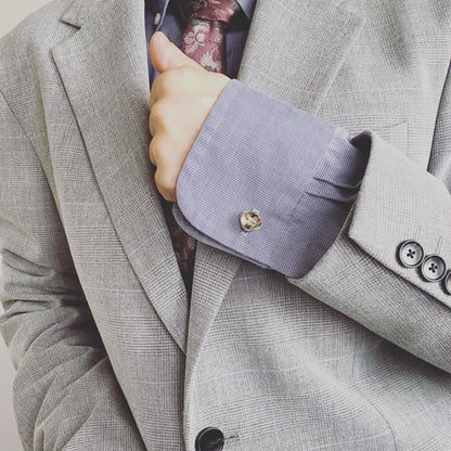 カフスボタン ハート ハンミョウ グレー 紫 カフスボタン