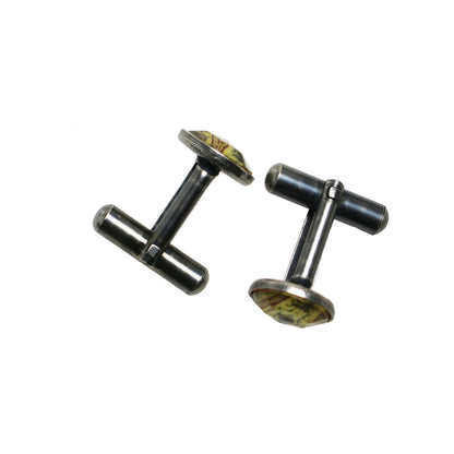 カフスボタン 丸 ハンミョウ グレー 紫 カフスボタン