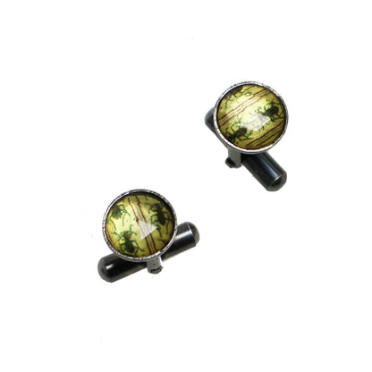 カフスボタン 丸 ハンミョウ グレー 紫 カフスボタン