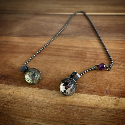 帽子留めクリップ アメジスト ハンミョウ 紫 古希 帽子留めクリップ