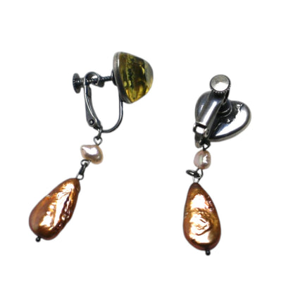 イヤリング グレー ハンミョウ ハート ピアス・イヤリング