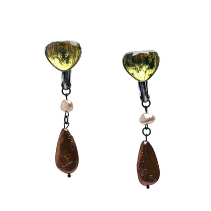 イヤリング グレー ハンミョウ ハート ピアス・イヤリング