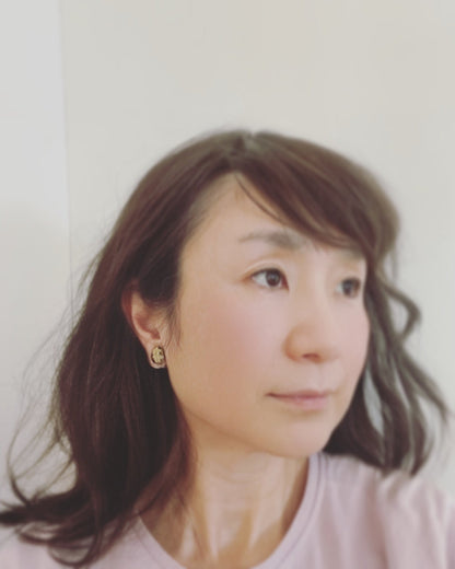 イヤリング グレー ハンミョウ 楕円 TAMARUSAN