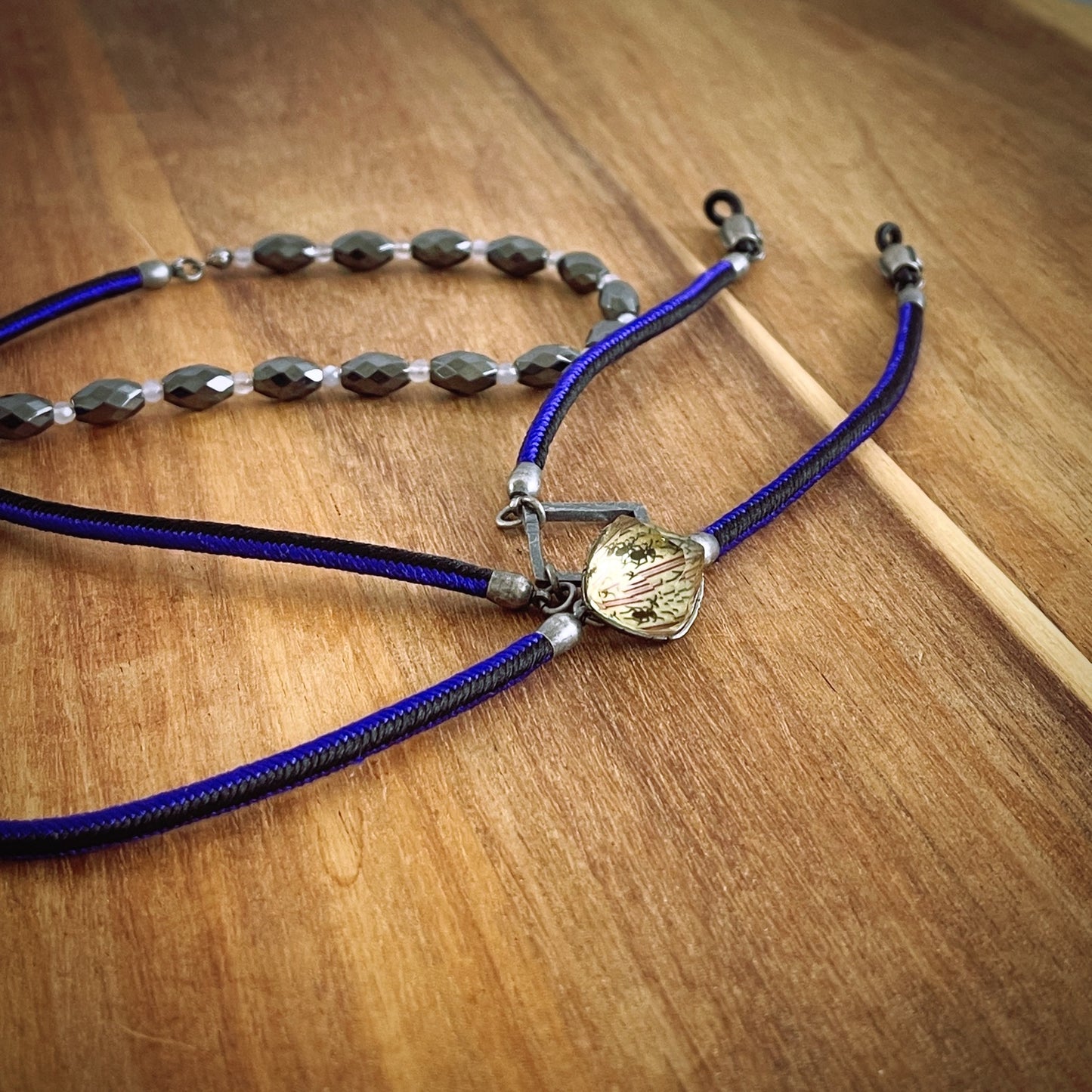 グラスコード 紫 ハンミョウ 組紐 正絹 男女兼用 眼鏡ストラップ・チェーン