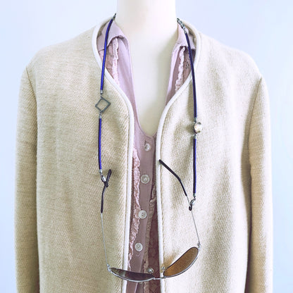 グラスコード 紫 ハンミョウ 組紐 正絹 男女兼用 眼鏡ストラップ・チェーン