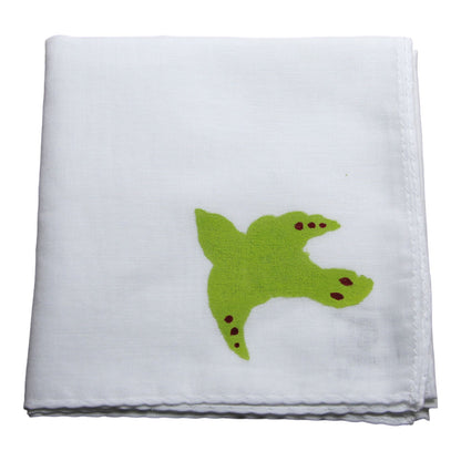 鳥 ハンカチ ハンドプリント ハンカチ 若草