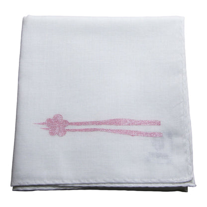 ハンカチ 桜 箸置き 箸 ハンドプリント 白 ハンカチ メタリックピンク