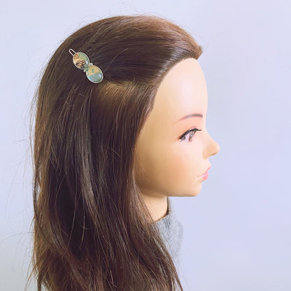 パッチン留め 水色 手描き TAMARUSAN