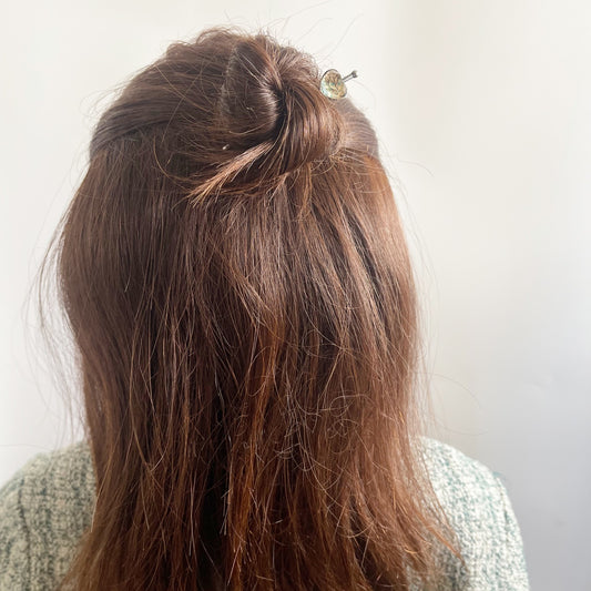 短いかんざし ハート 水色 イラスト 短いかんざし