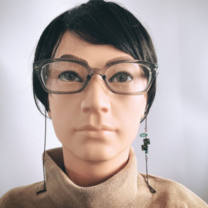 眼鏡チェーン アンティーク風 エメラルド色 TAMARUSAN