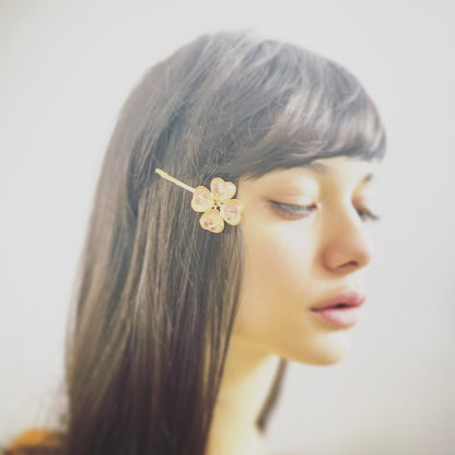花 ヘアピン ピンク 金 おしゃれ 大人 高級ヘアピン