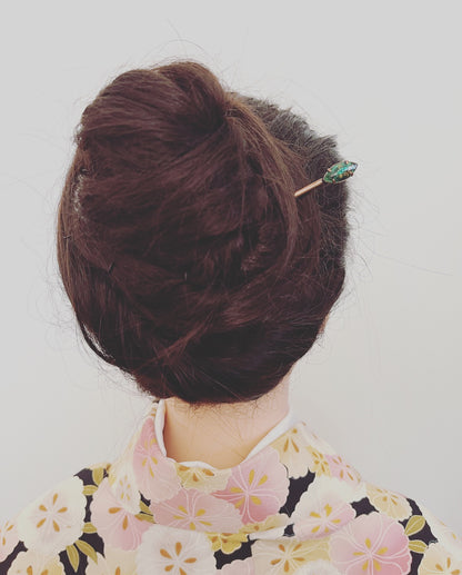 かんざし エメラルドグリーン シンプル