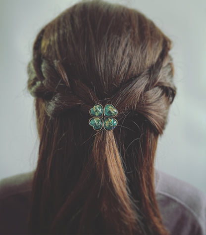 ヘアゴム エメラルドグリーン 四つ葉 TAMARUSAN