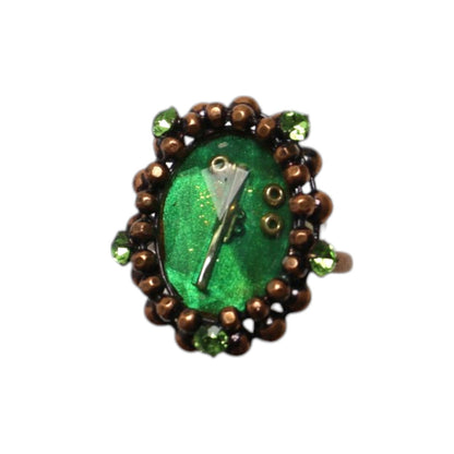 リング エメラルド色 楕円（小）フリーサイズ 指輪