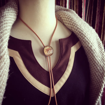 革紐ループタイ ピンク カジュアル ループタイ