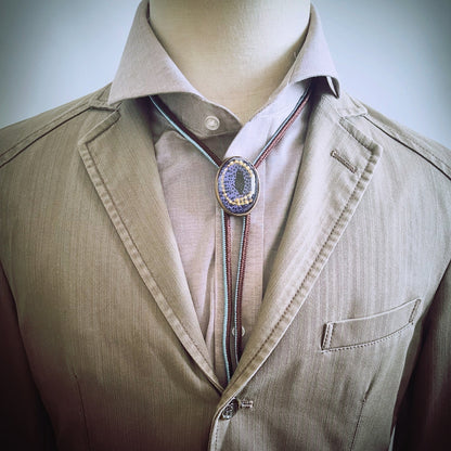 組紐ループタイ 正絹 ふくろう 紫 TAMARUSAN