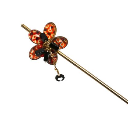 かんざし 和柄 鹿の子 オレンジ 金 一本挿しかんざし