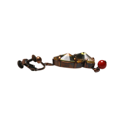 イヤリング カニ 赤 赤珊瑚 クリップイヤリング