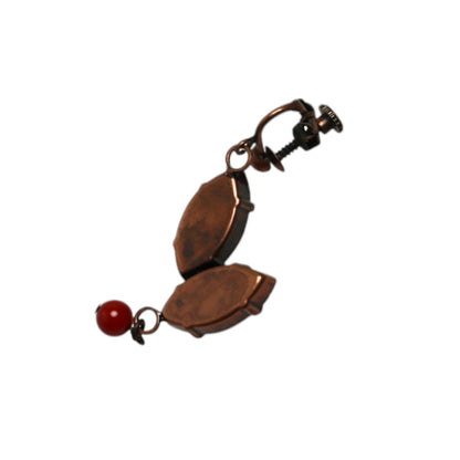 イヤリング カニ 赤 赤珊瑚 クリップイヤリング