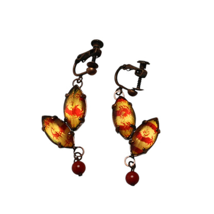 イヤリング カニ 赤 赤珊瑚 クリップイヤリング