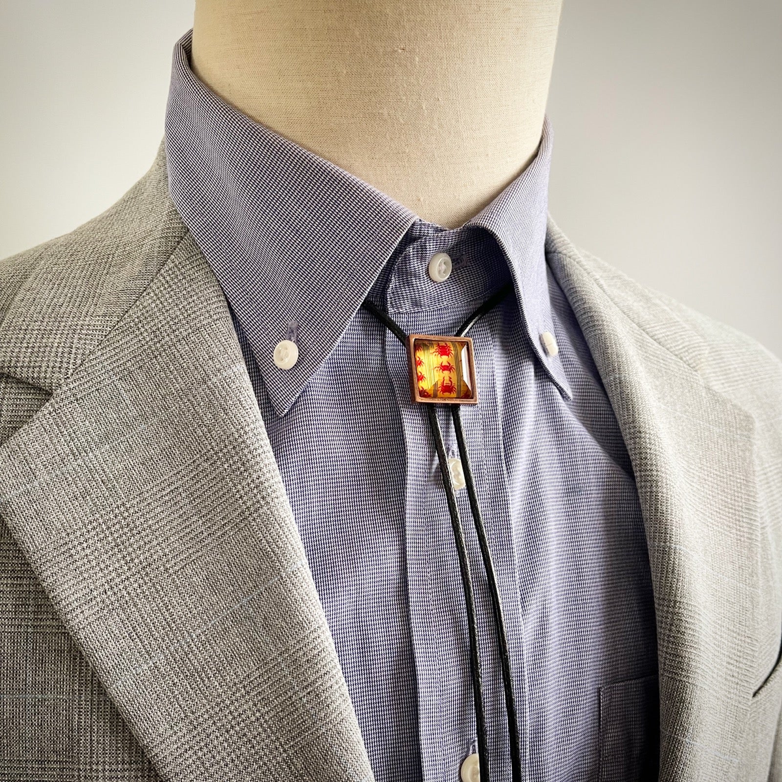 革紐ループタイ カニ 赤 アクセサリー ループタイ