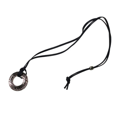 革紐 眼鏡ホルダー 紺 銀 ヘリンボーン 眼鏡ホルダー