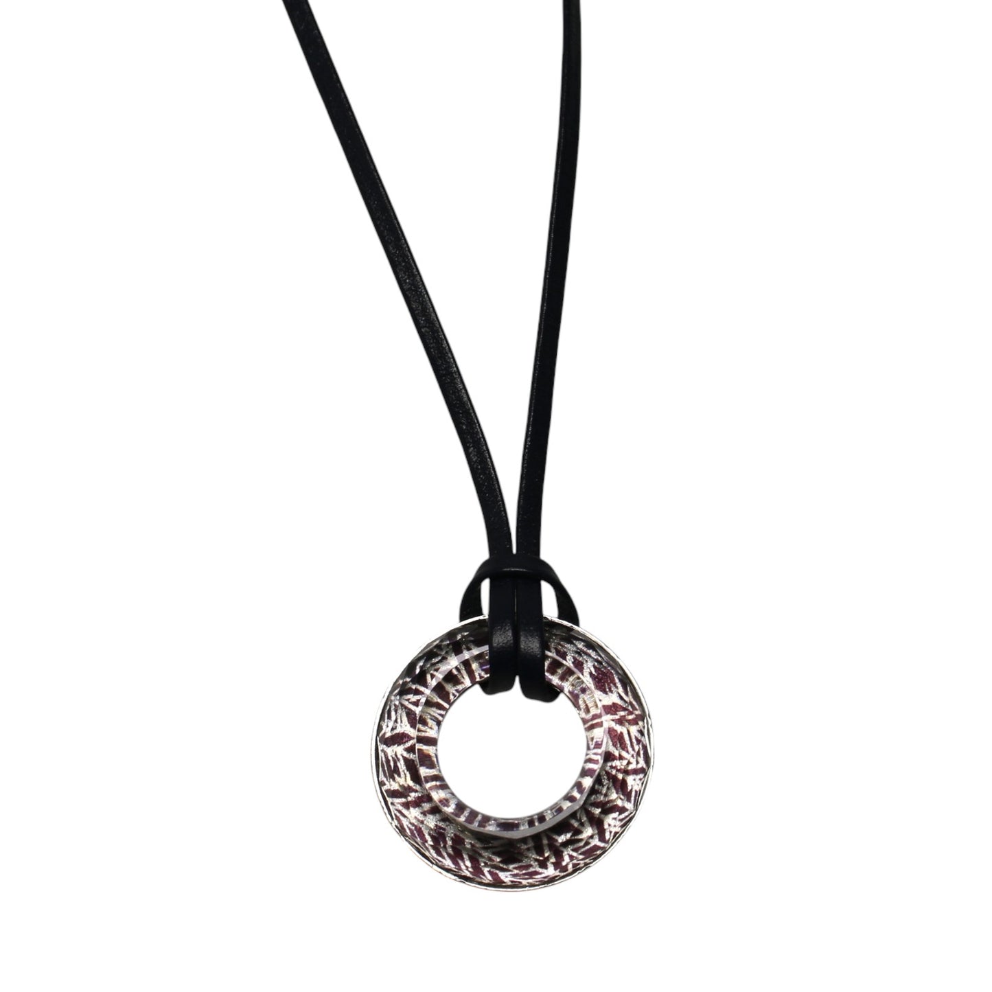 革紐 眼鏡ホルダー 紺 銀 ヘリンボーン 眼鏡ホルダー