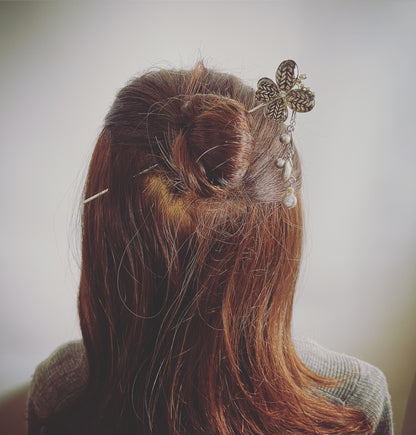 蝶 かんざし ヘリンボーン 紺 TAMARUSAN